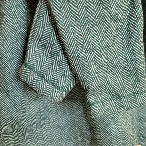 Lands End Cowl Funnel Neck Green Herringbone Fleece Pullover Tunic Sweater✨️L - Picture 8 of 13